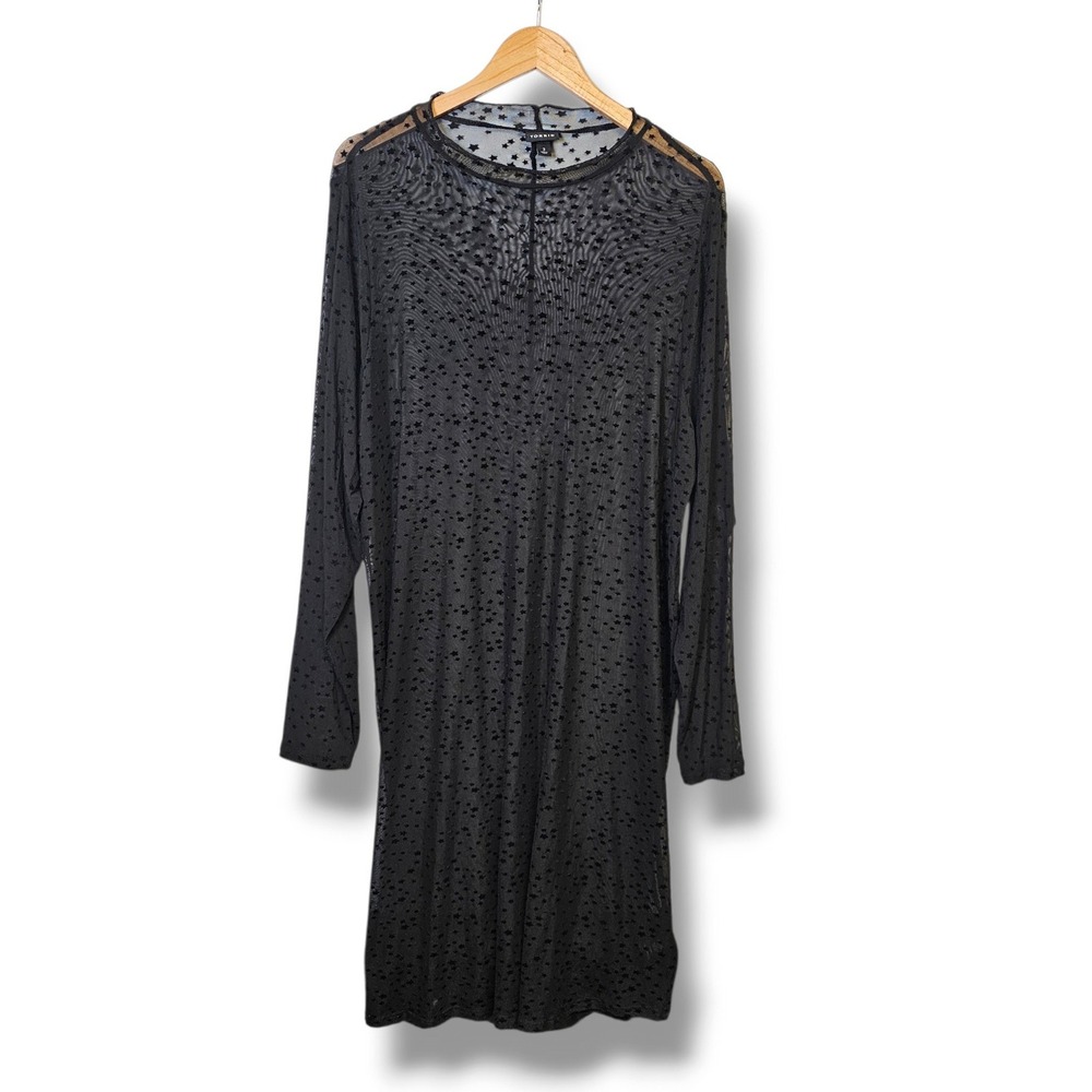 Torrid Black Mesh Sheer Dress 3X Star Celestial Whimsigoth Witchy Emo Alt Grunge